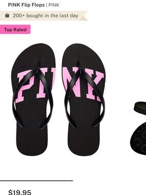 Vs PINK Black Flip Flop Sandals with Pink Logo